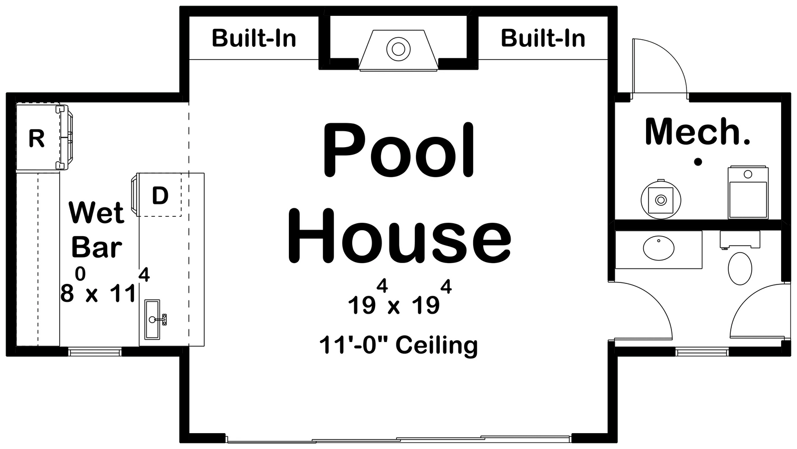 White Sands Pool House Plan - Archival Designs House Plans