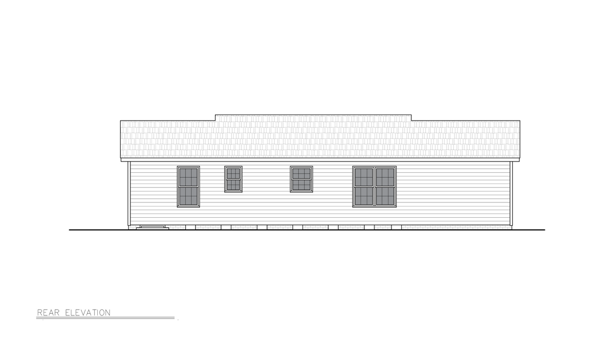 A8210-A Traditional House, 3 Bedrooms, 1.5 Bathrooms | York House Plan Rear Elevation