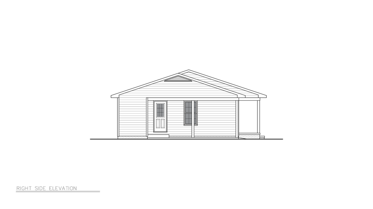A8210-A Traditional House, 3 Bedrooms, 1.5 Bathrooms | York House Plan Right Elevation