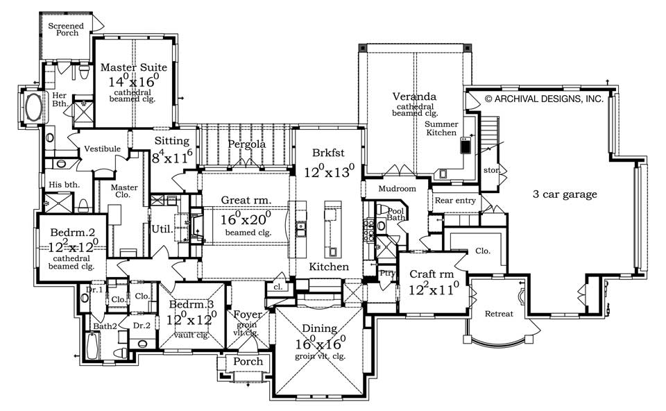 Assisi | European French House Plans | Ranch Floor Plans