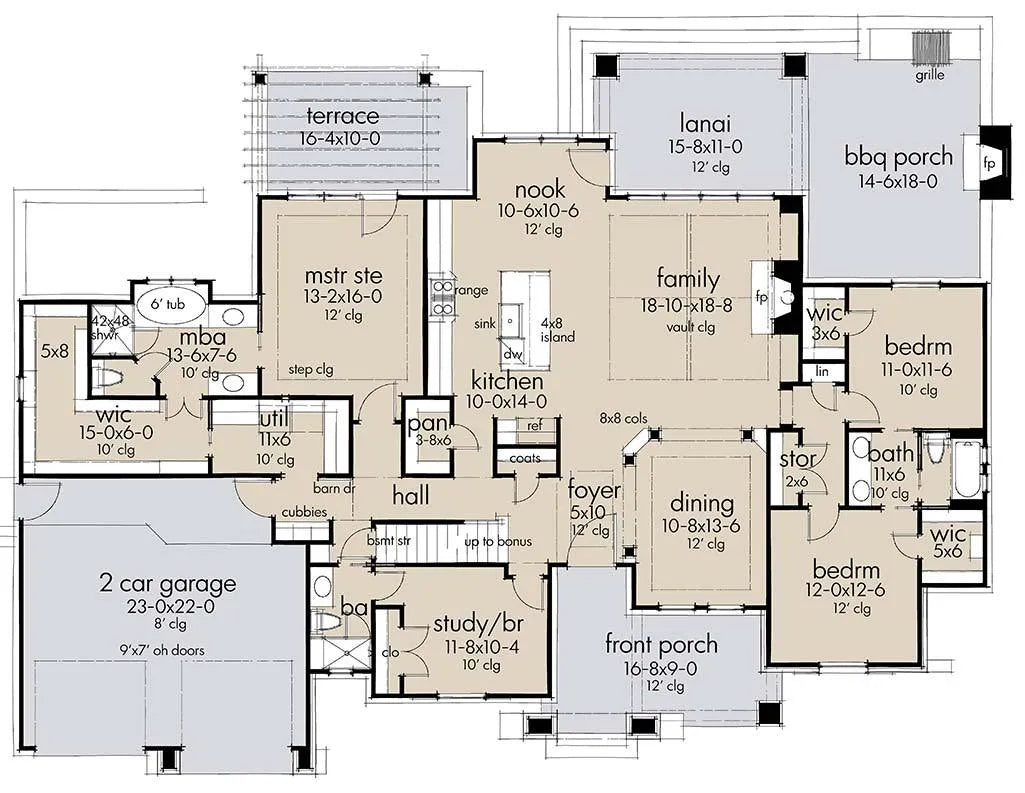 Black Hawk Estate House Plan - Archival Designs House Plans, floor plan