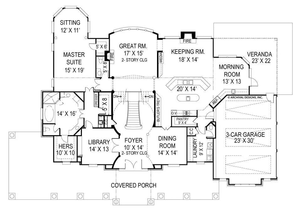 Broadstone Lodge House Plan - Archival Designs House Plans, floor plan