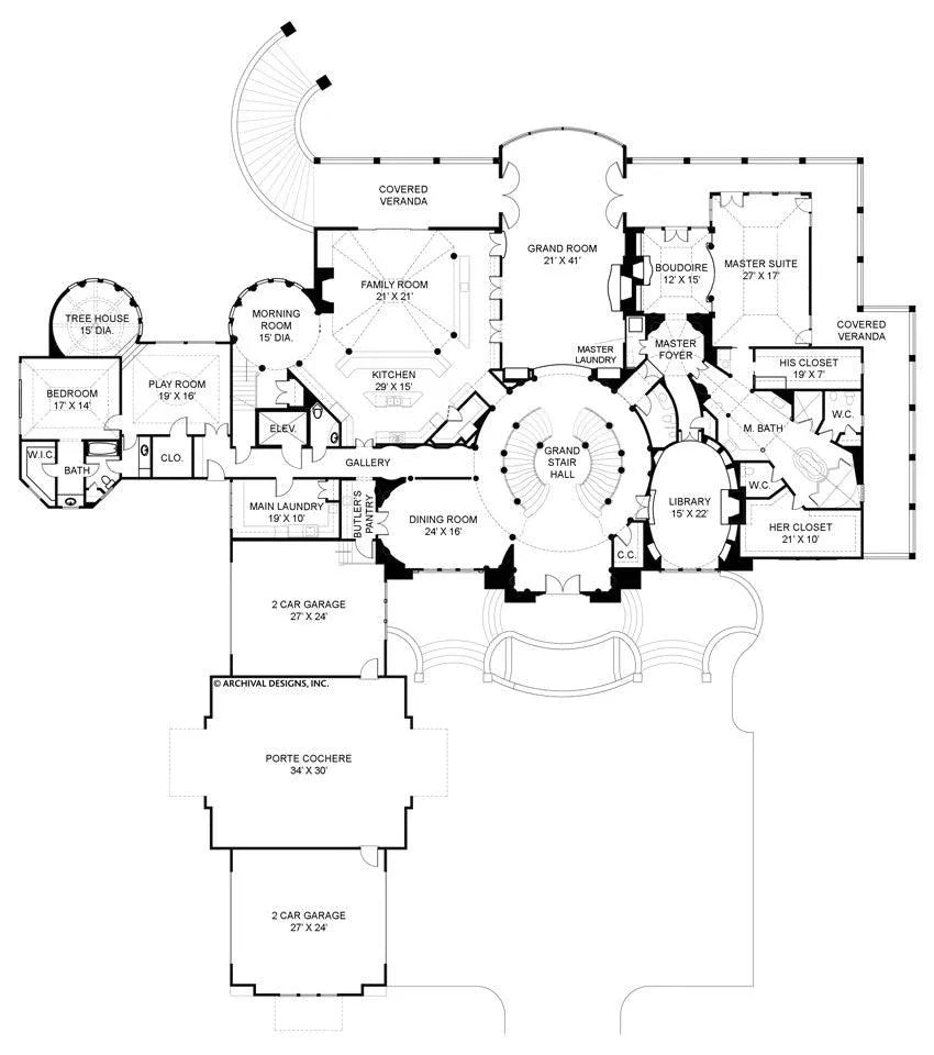 Caserta House Plan - Archival Designs House Plans