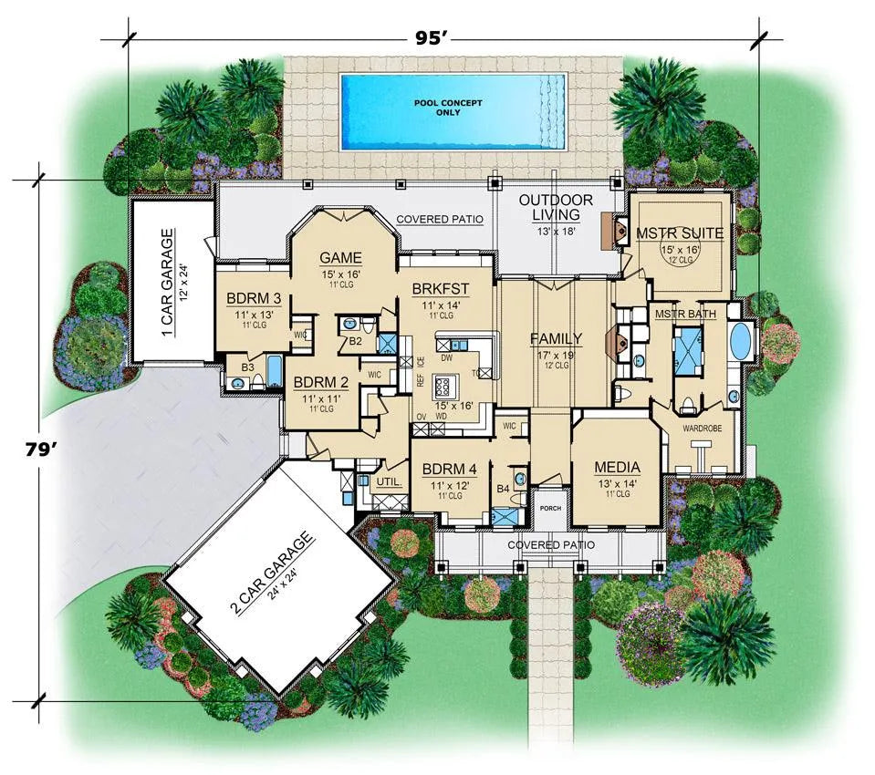 Chandlers Landing House Plan - Archival Designs House Plans, floor plan