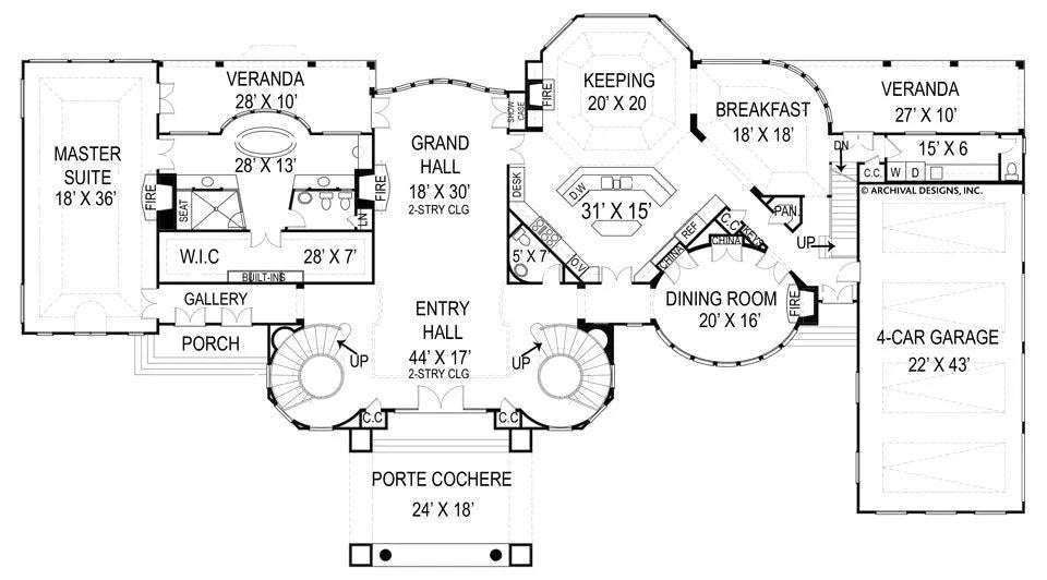 Chateau De Villesarin House Plan - Archival Designs House Plans