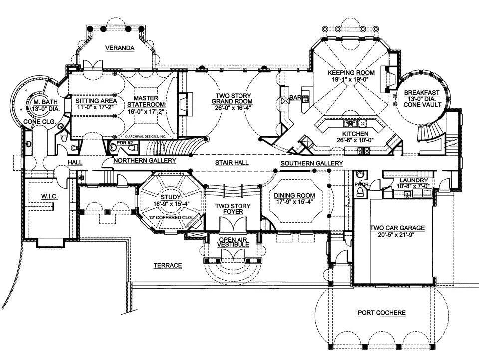 Chateau De La Ravinere House Plan - Archival Designs House Plans