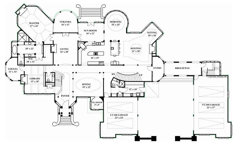 Chateaubriand House Plan - Archival Designs House Plans, floor plan