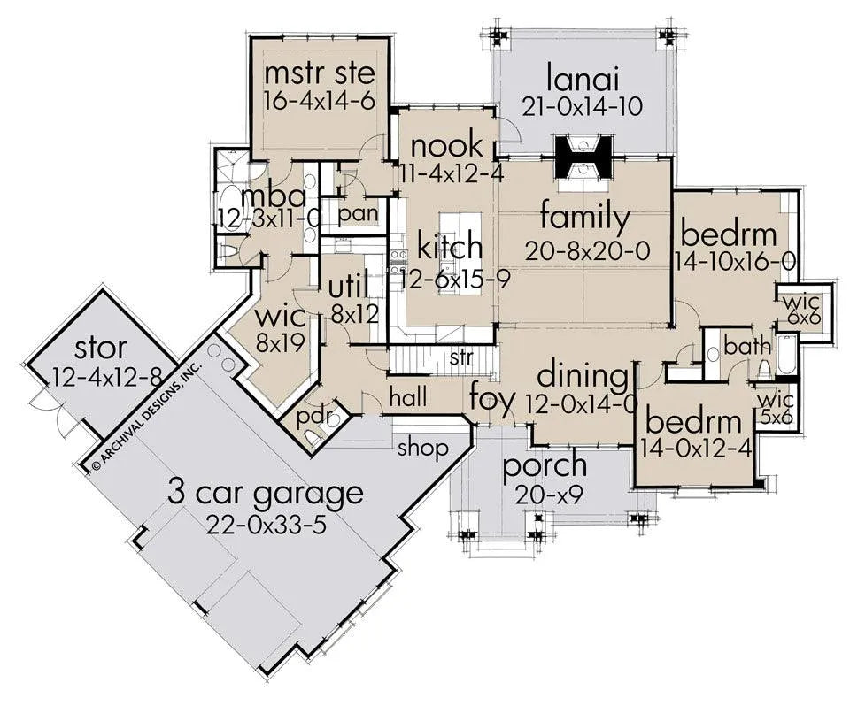 Clear Creek Cottage House Plan - Archival Designs House Plans, floor plan