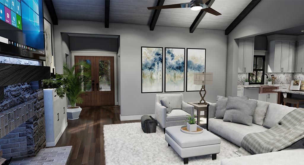 Cool Meadow Farm House Plan - Living Room 2