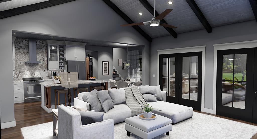 Cool Meadow Farm House Plan - Living Room