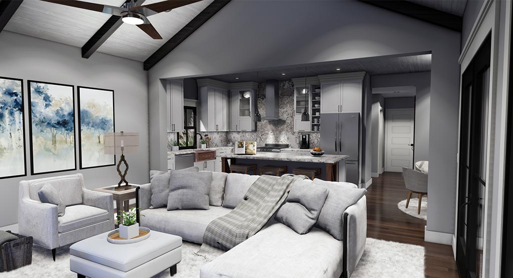 Cool Meadow Farm House Plan - Living Room