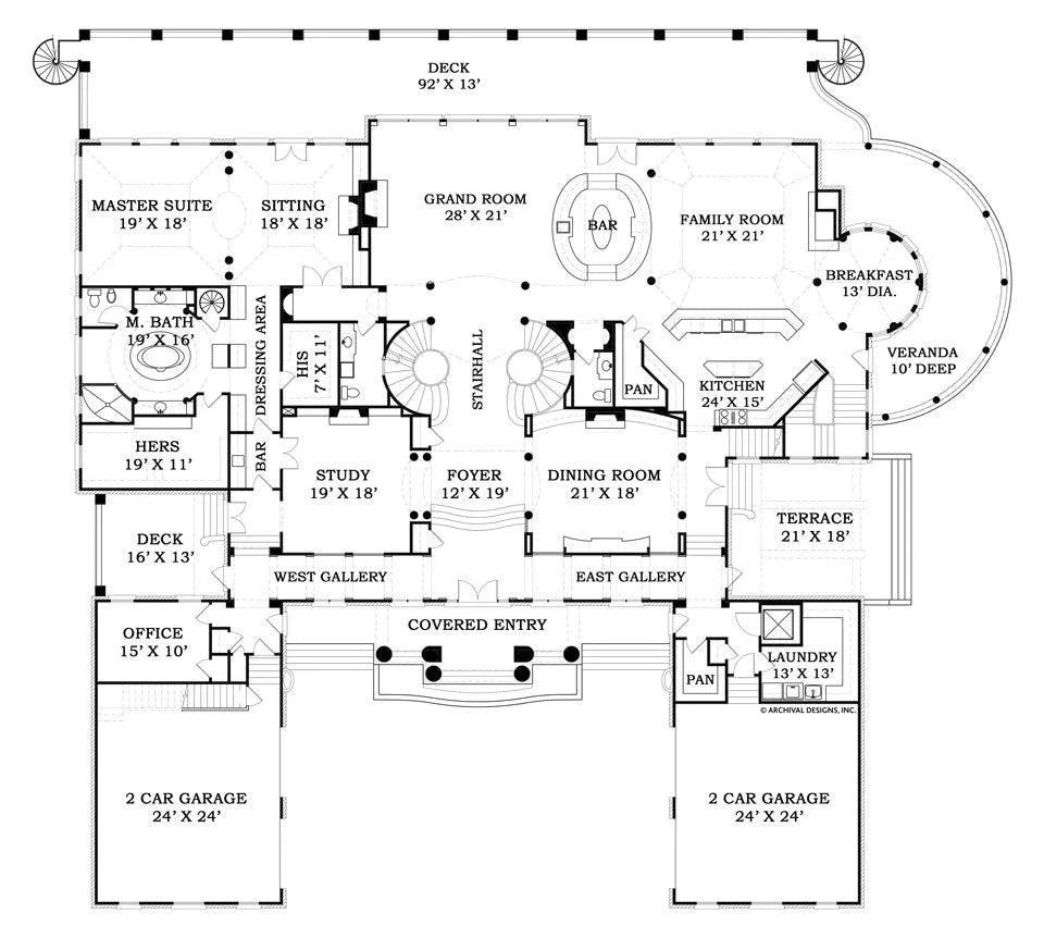 Fountainbleau House Plan - Archival Designs House Plans