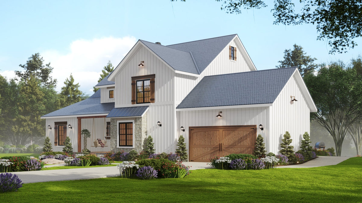 Barnwood B House Plan-Front Right Side View