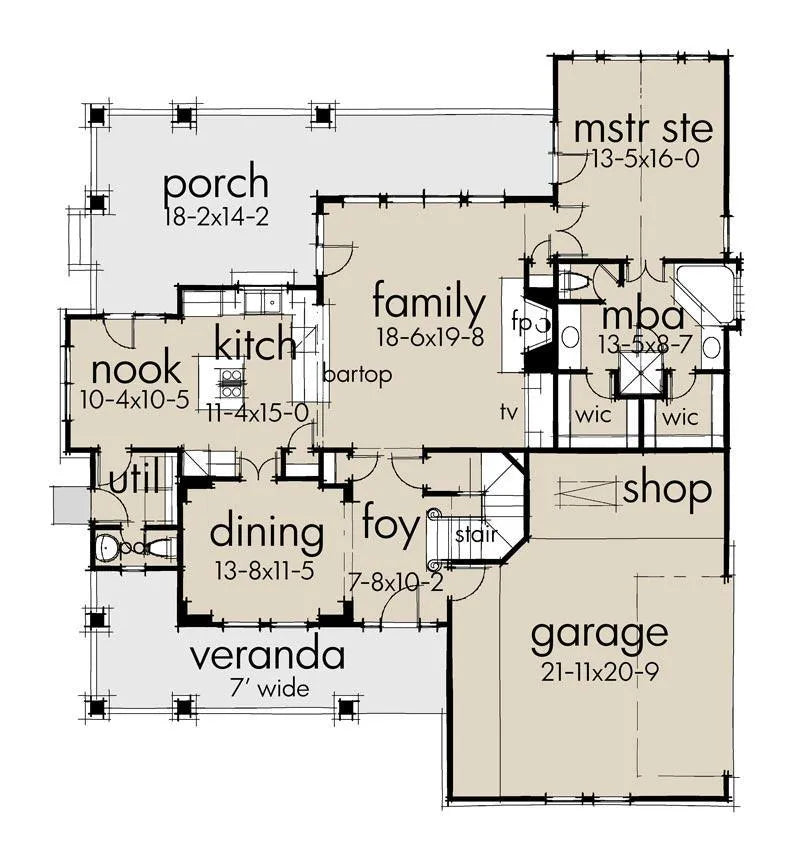 Granbury House Plan - Archival Designs House Plans