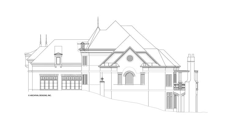 Hennessey Courtyard House Plan - Right Elevation