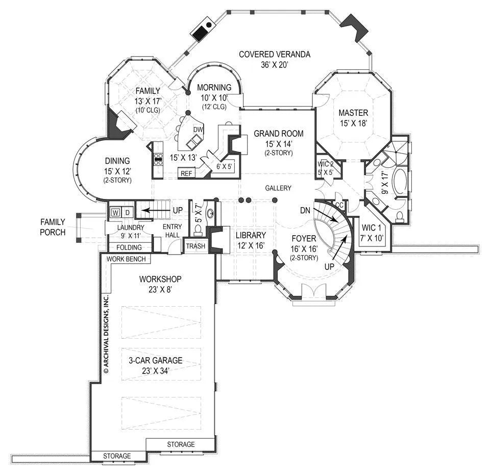 Hennessey Courtyard House Plan - Archival Designs House Plans, floor plan