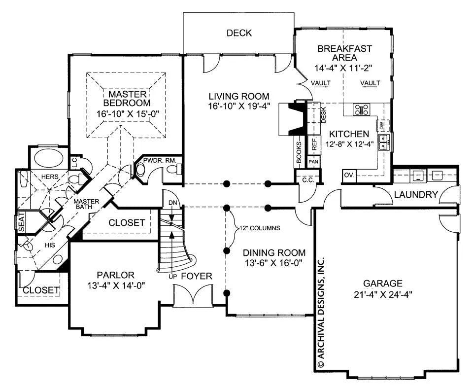 Huntington House Plan - Archival Designs House Plans, floor plan