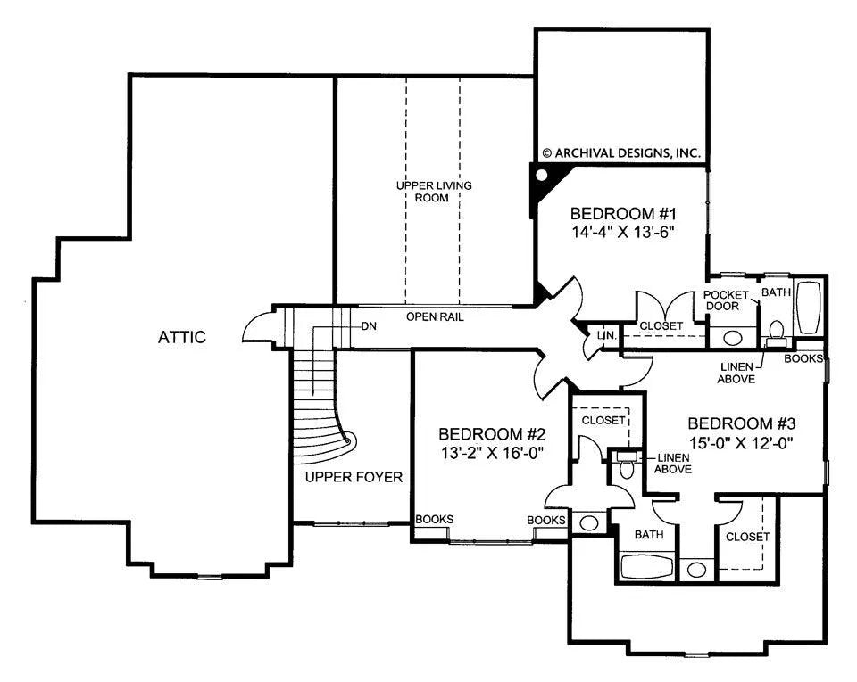 Huntington House Plan - Archival Designs House Plans, floor plan