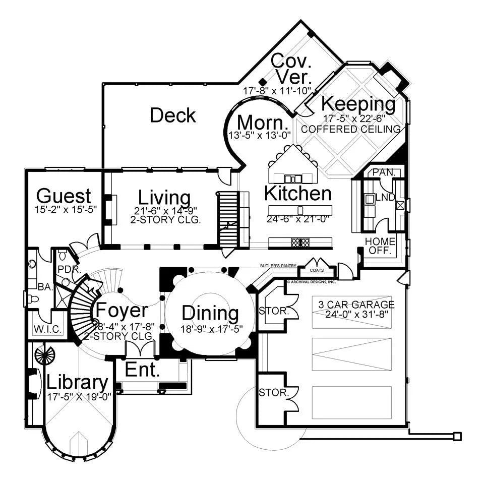 Kedleston House Plan - Archival Designs House Plans