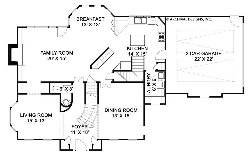 Kelham Hall House Plan - Archival Designs House Plans, floor plan