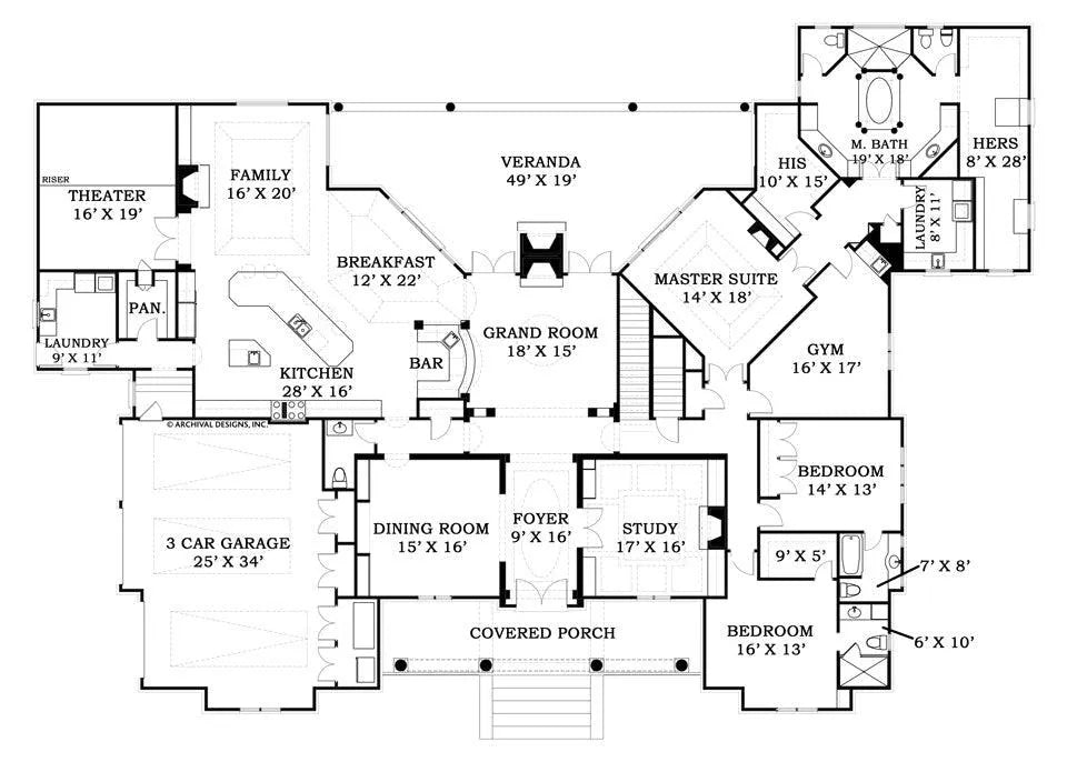 LaCrysta Place House Plan - Archival Designs House Plans, floor plan