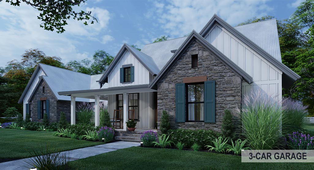 Mill Creek Cottage House Plan-Front Right Car Garage