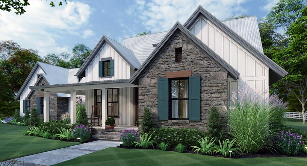 Mill Creek Cottage House Plan-Front Right Side View