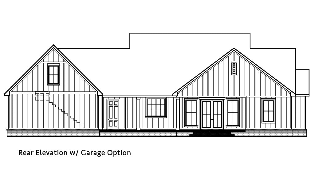 Myrtle Beach House Plan - Elevation Rear Garage