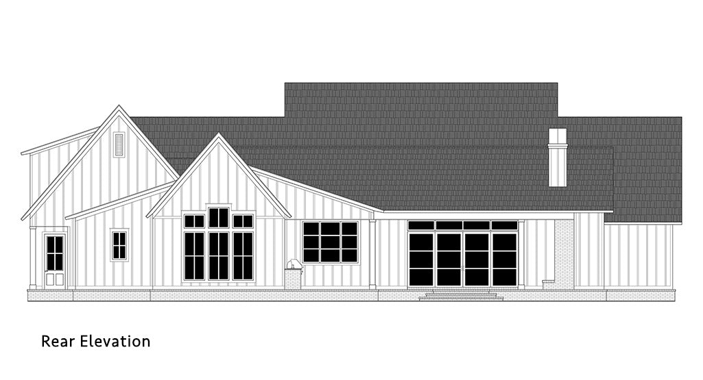 Oxford Farmhouse Plan House Plan Rear Elevation