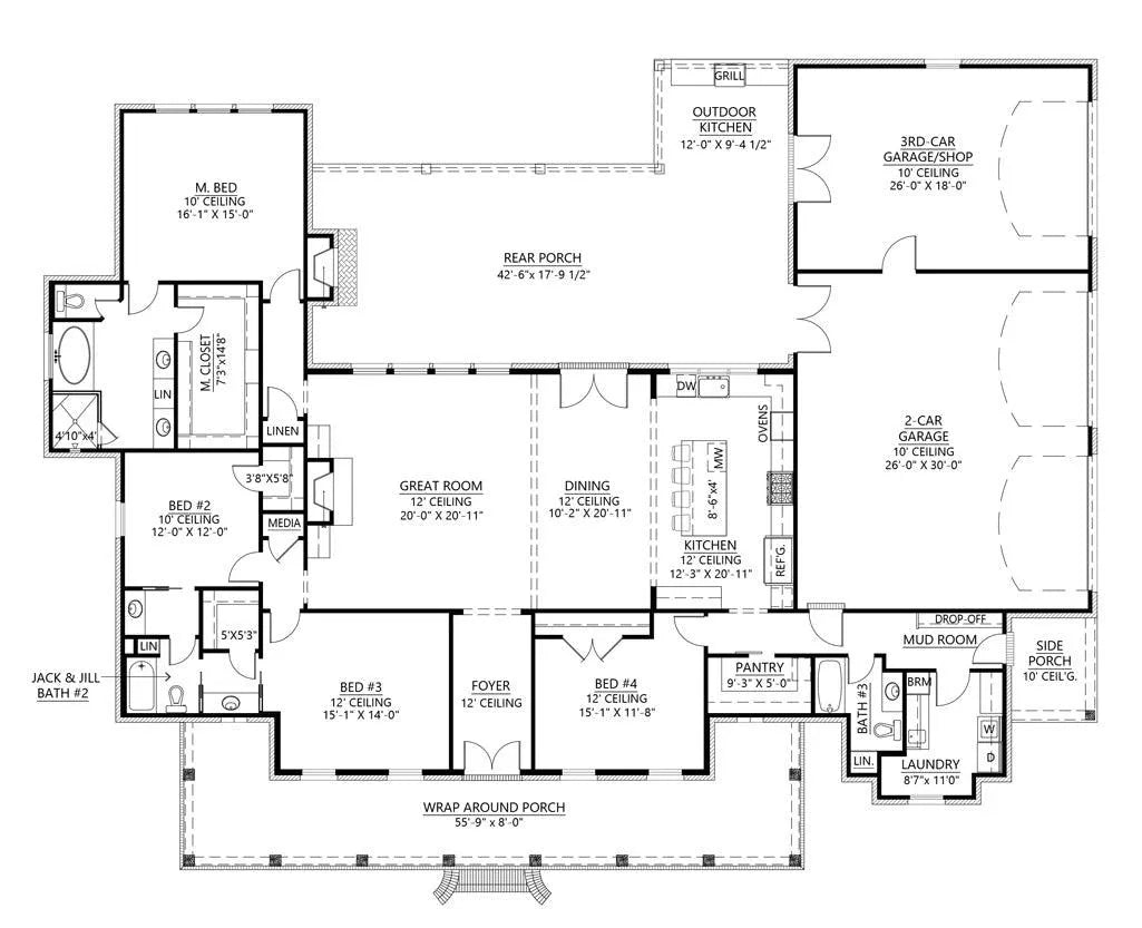 Pointe Coupee House Plan - Archival Designs House Plans, floor plan