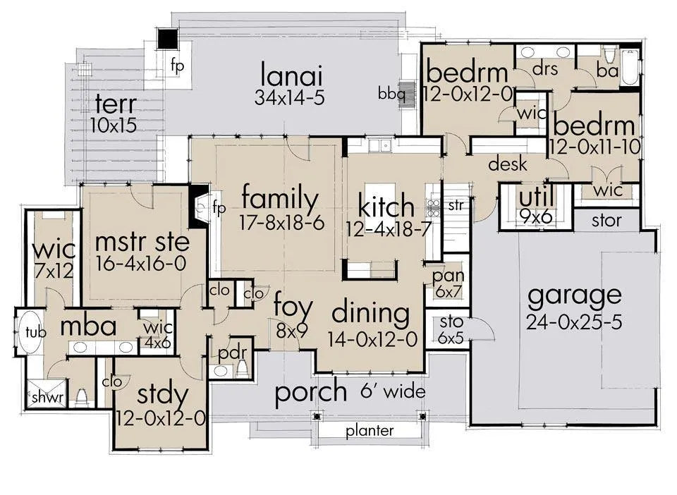 Quiet River Farm House Plan - Archival Designs House Plans, floor plan