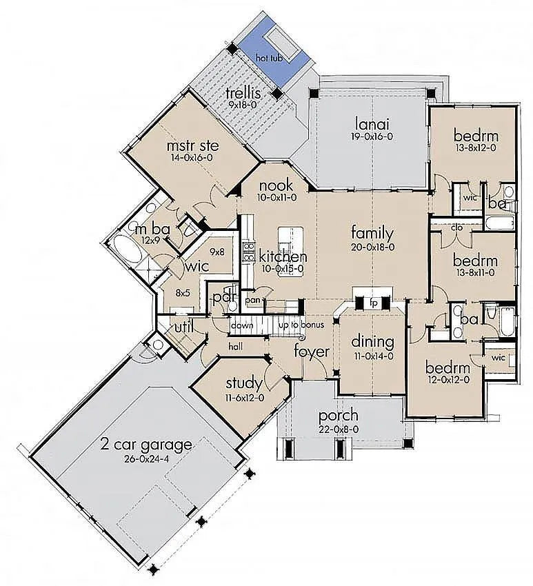 Reconnaissante Cottage House Plan - Archival Designs House Plans, floor plan