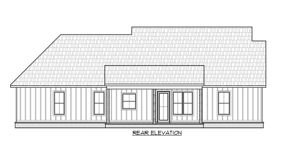River Oaks House Plan Rear Elevation