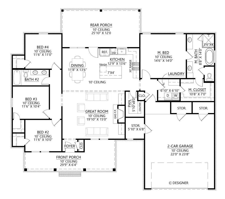 River Oaks House Plan - Archival Designs House Plans