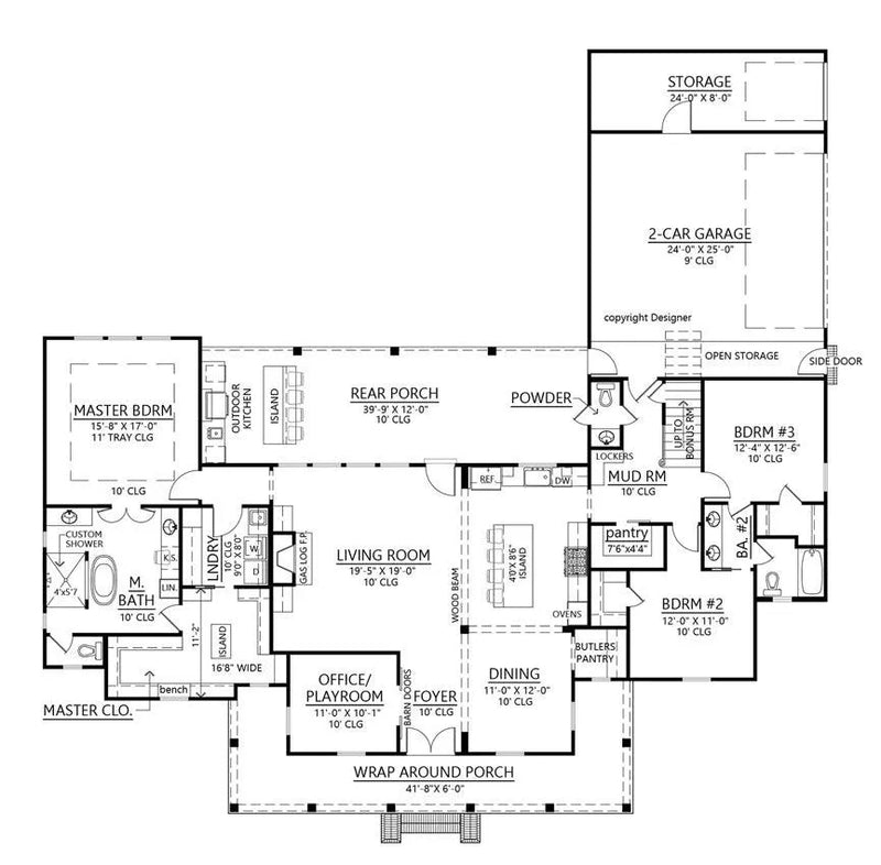 Rosewood House Plan Country Floor Plan Farmhouse Plan