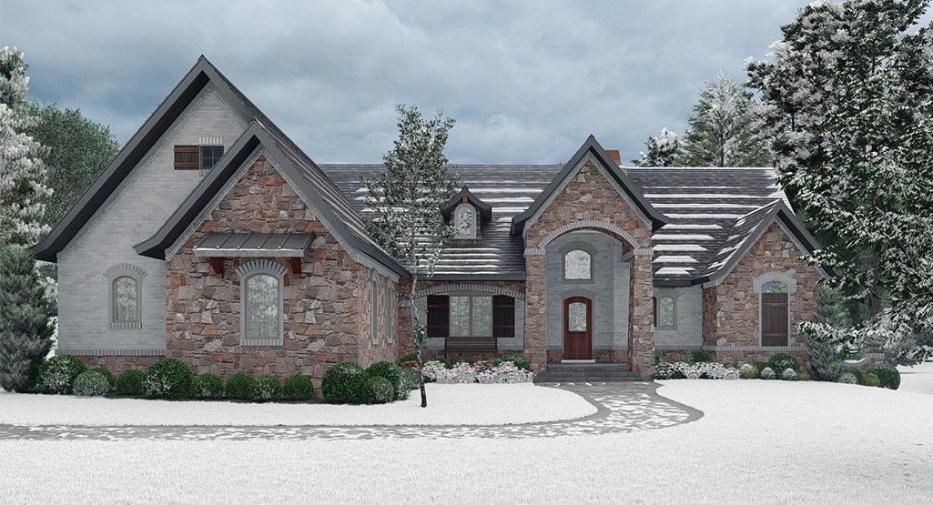 Rosie Ranch House Plans - Front in Snow