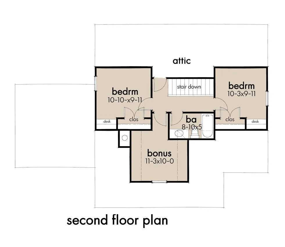 San Gabriel Cabin House Plan - Archival Designs House Plans, floor plan