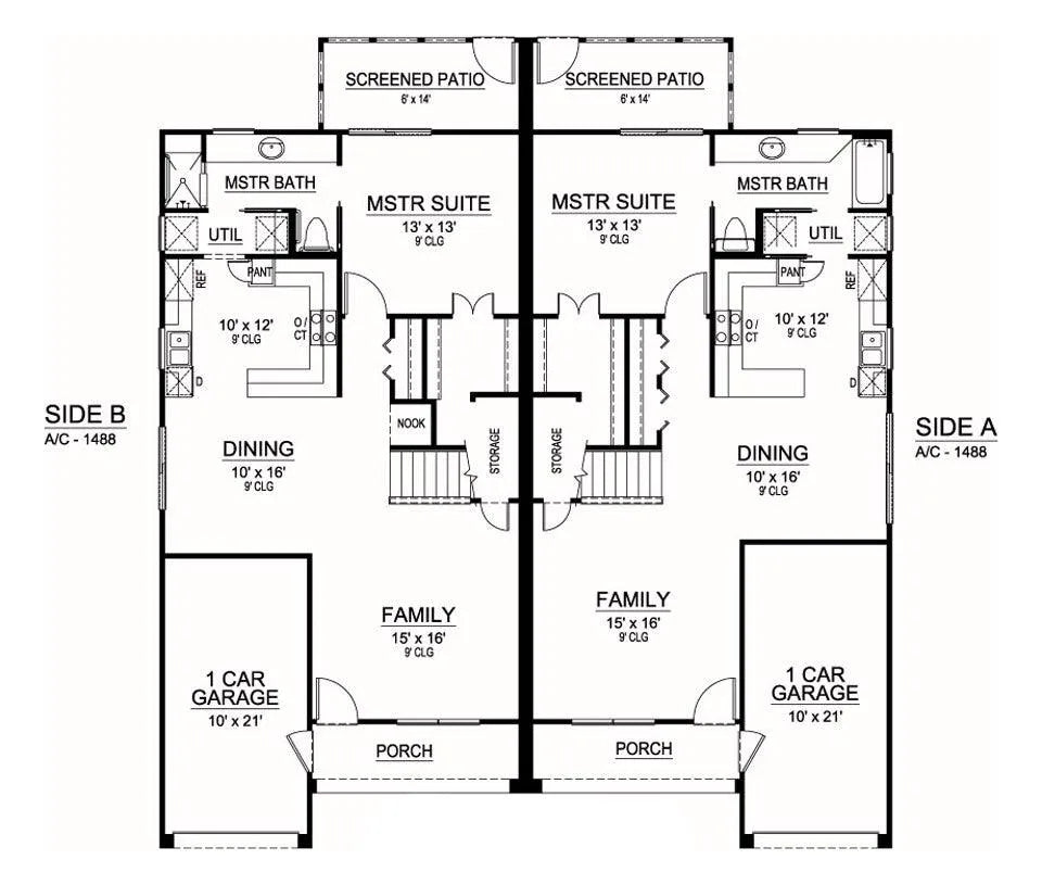 Sanborn Duplex - Archival Designs House Plans