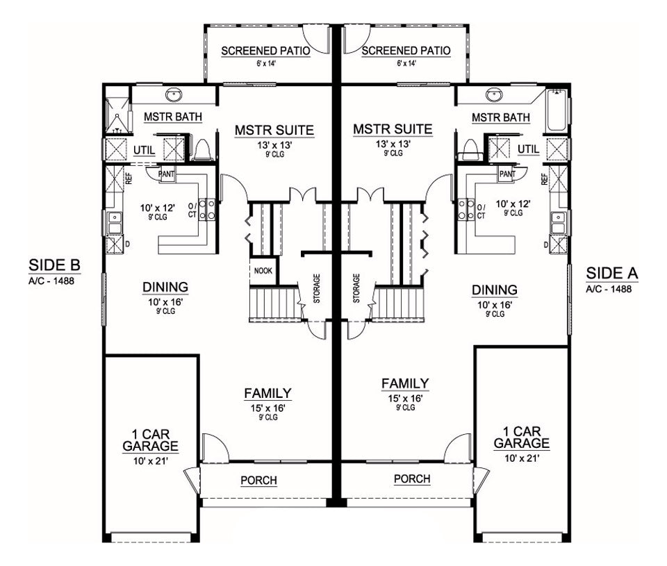 Sanborn Duplex Home Plan  Floor Plan