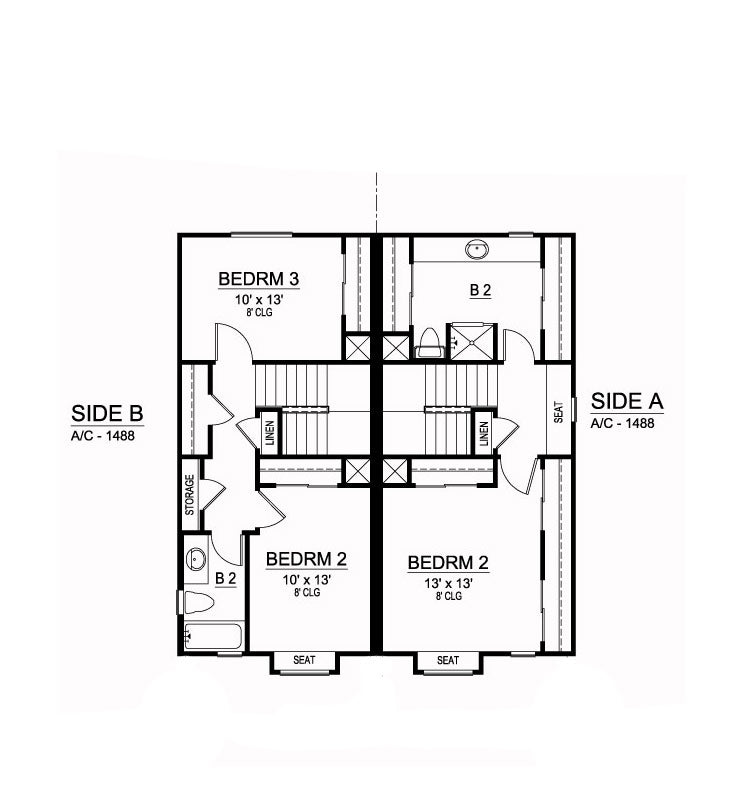 Sanborn Duplex Home Plan  Floor Plan