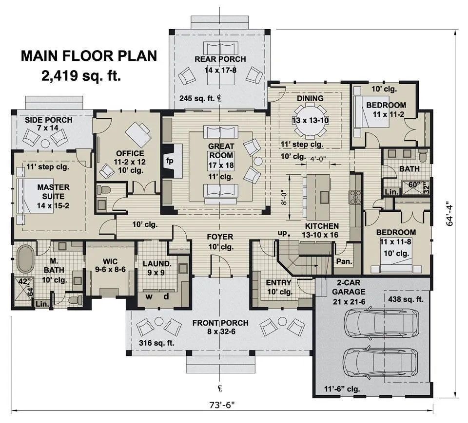 St. Martin House Plan - Archival Designs House Plans, floor plan