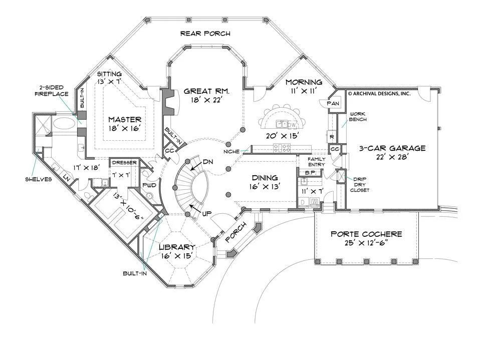 Stone Pond House Plan - Archival Designs House Plans, floor plan