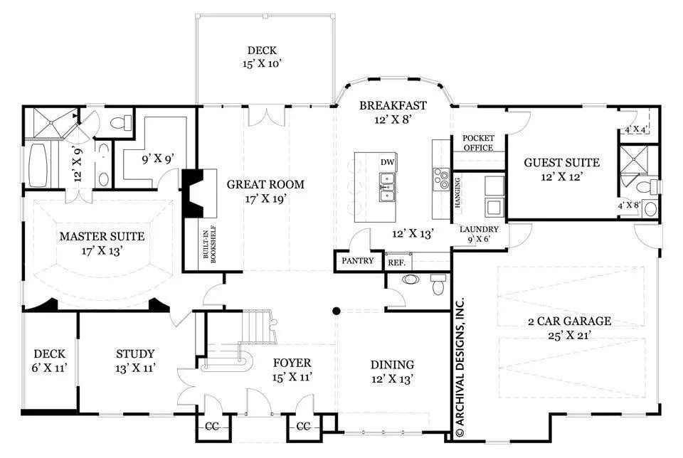 Trumbauer House Plan - Archival Designs House Plans