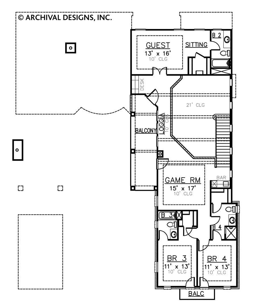 Villa Palladian House Plan - Archival Designs House Plans, floor plan