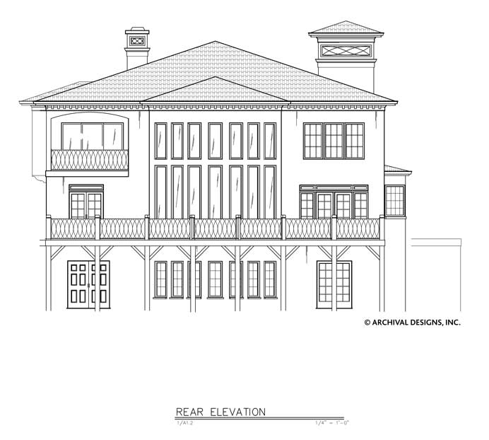 Villa Rivero House Plan - Elevation Rear