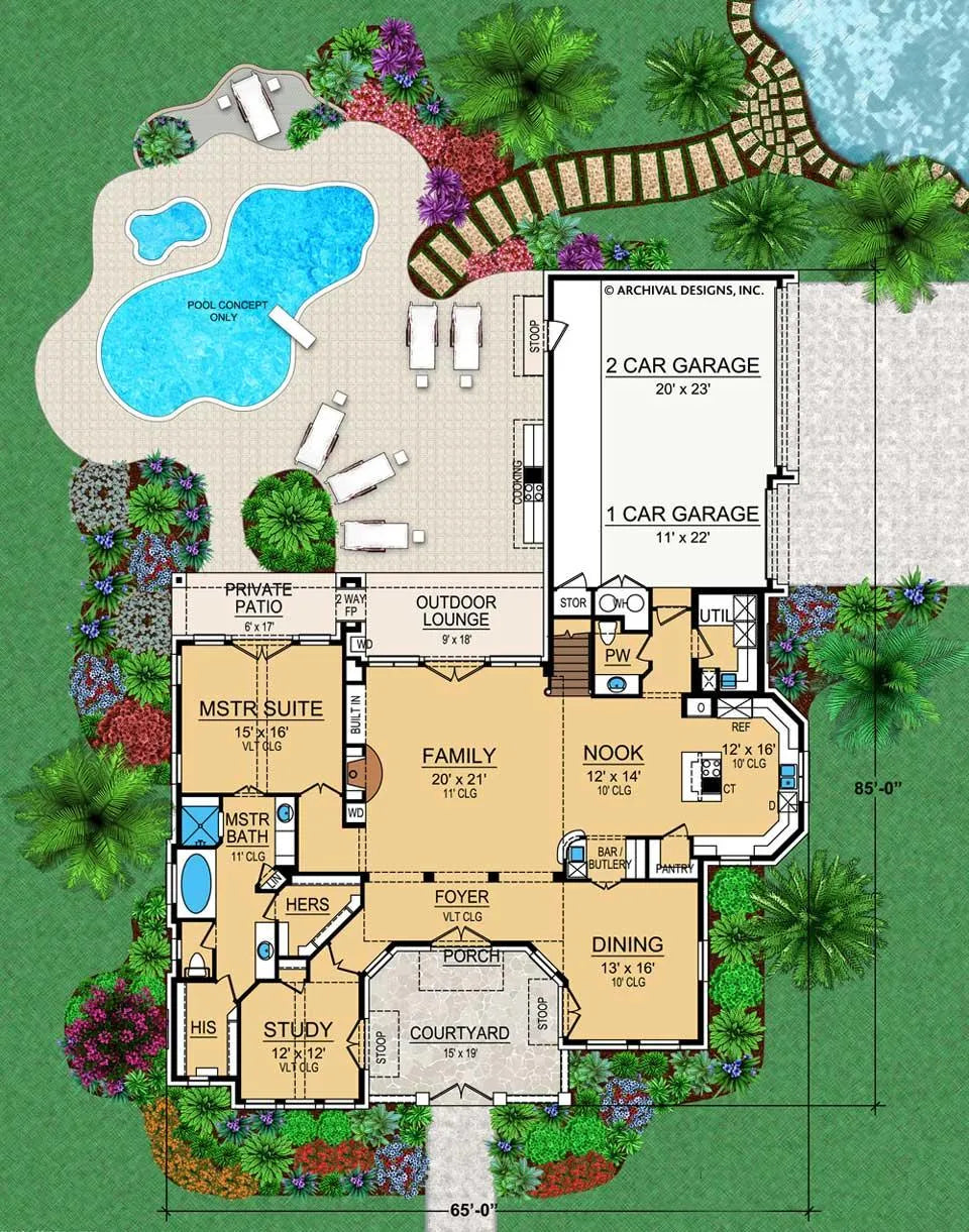 Villa Toscana House Plan - Archival Designs House Plans