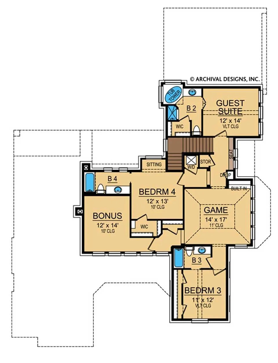 Villa Toscana House Plan - Archival Designs House Plans, floor plan