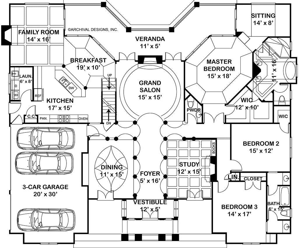 Waterford House Plan - Archival Designs House Plans, floor plan