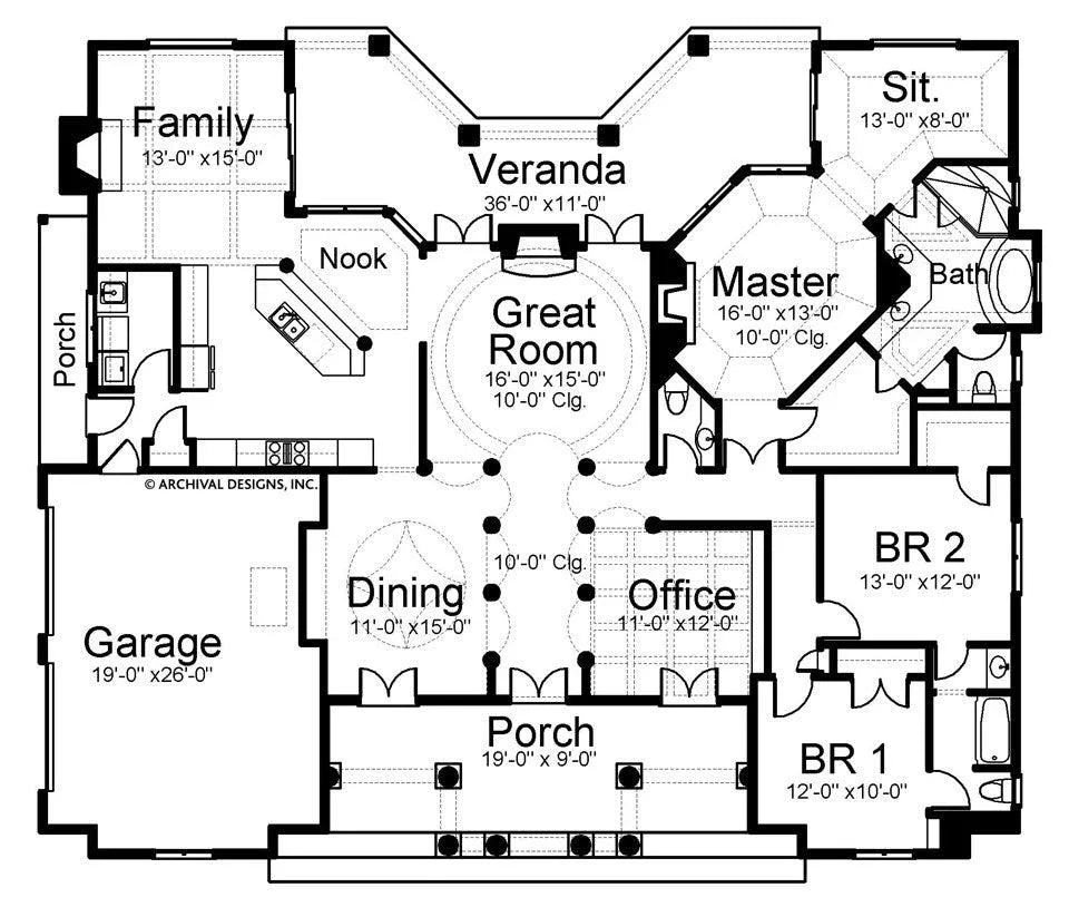 Waterford Place House Plan - Archival Designs House Plans, floor plan